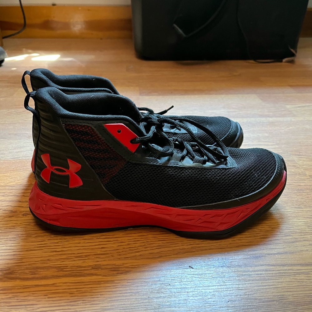 Under Armour red and black sneakers